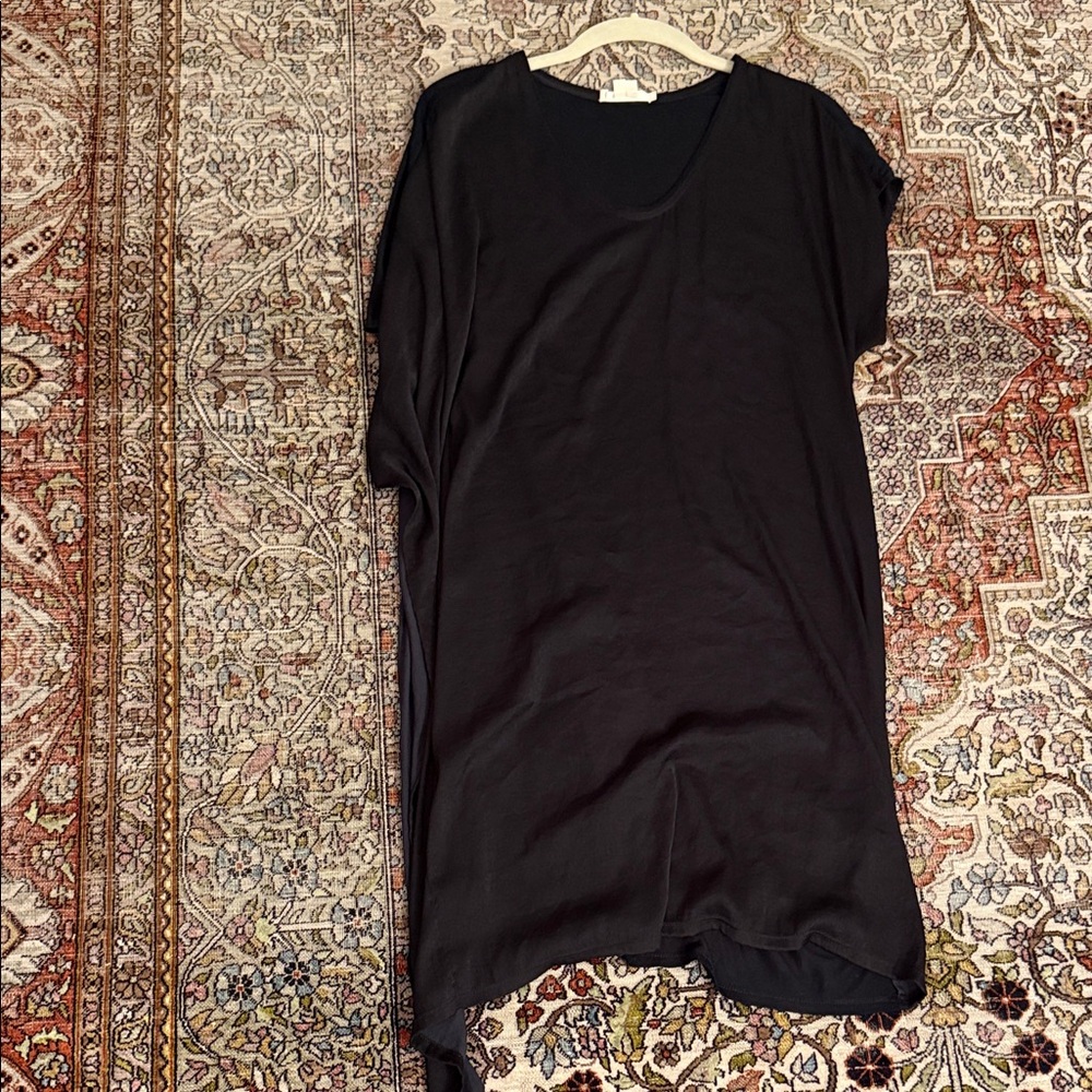 Helmet lang medium black asymmetrical cotton silk dress